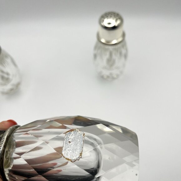 Vintage Post House Hand Cut Lead Crystal Salt Pepper Shaker & Pepper Set Japan - Picture 15 of 16